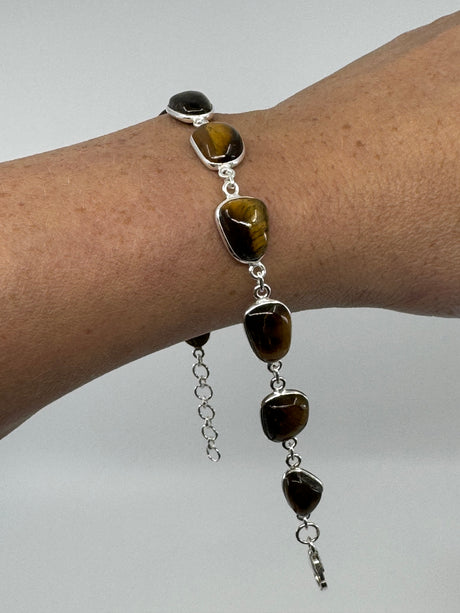 Tiger Eye Sterling Silver Bracelet - "I have the strength to overcome challenges and setbacks.”