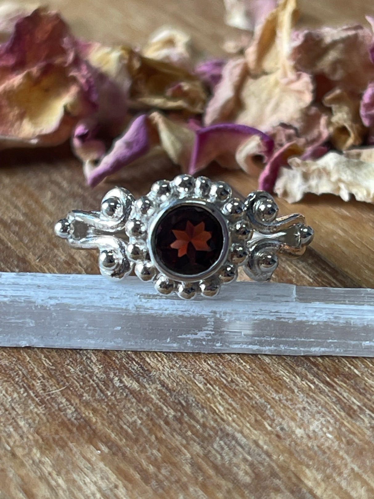 Garnet Silver Ring Size 7 - "I am passionate and enthusiastic in all areas of my life."