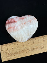 Red Banded Calcite Heart 96g - For Detoxification & Energy. “I love &amp; appreciate my body