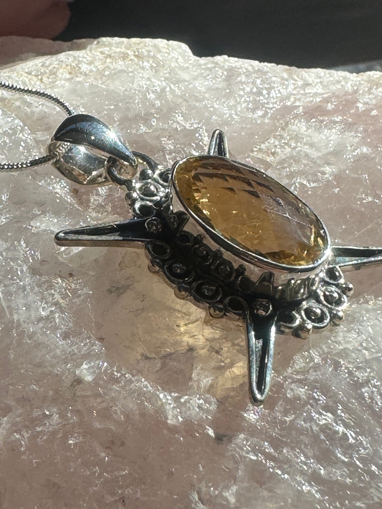 Citrine XL Silver Pendant & Silver Chain - Manifestation. Balance.