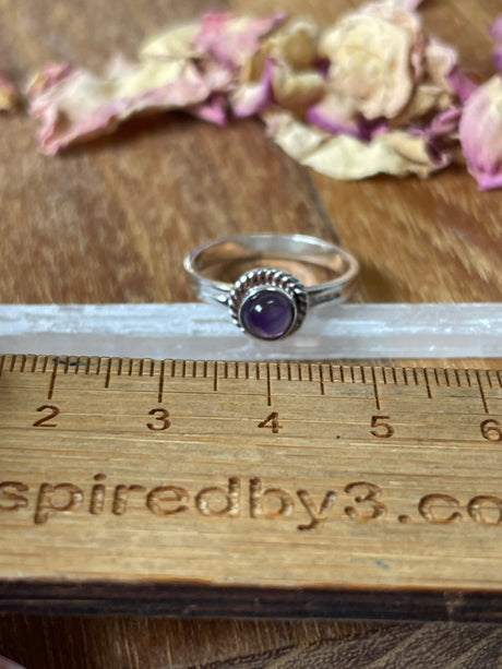 Amethyst Silver Ring Size 7 - “I trust my intuition and allow it to guide me each day”