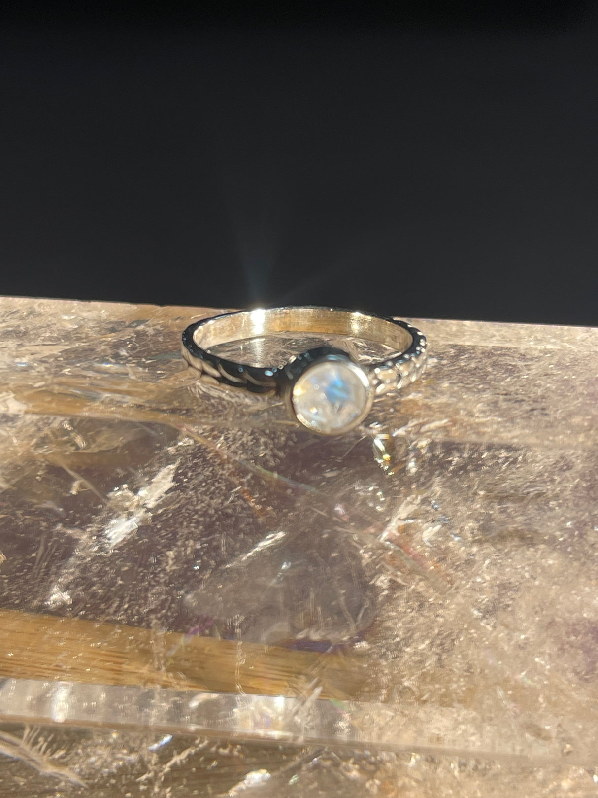 Rainbow Moonstone Silver Ring- Size 5.5 - “My mind is open to new possibilities and opportunities”.