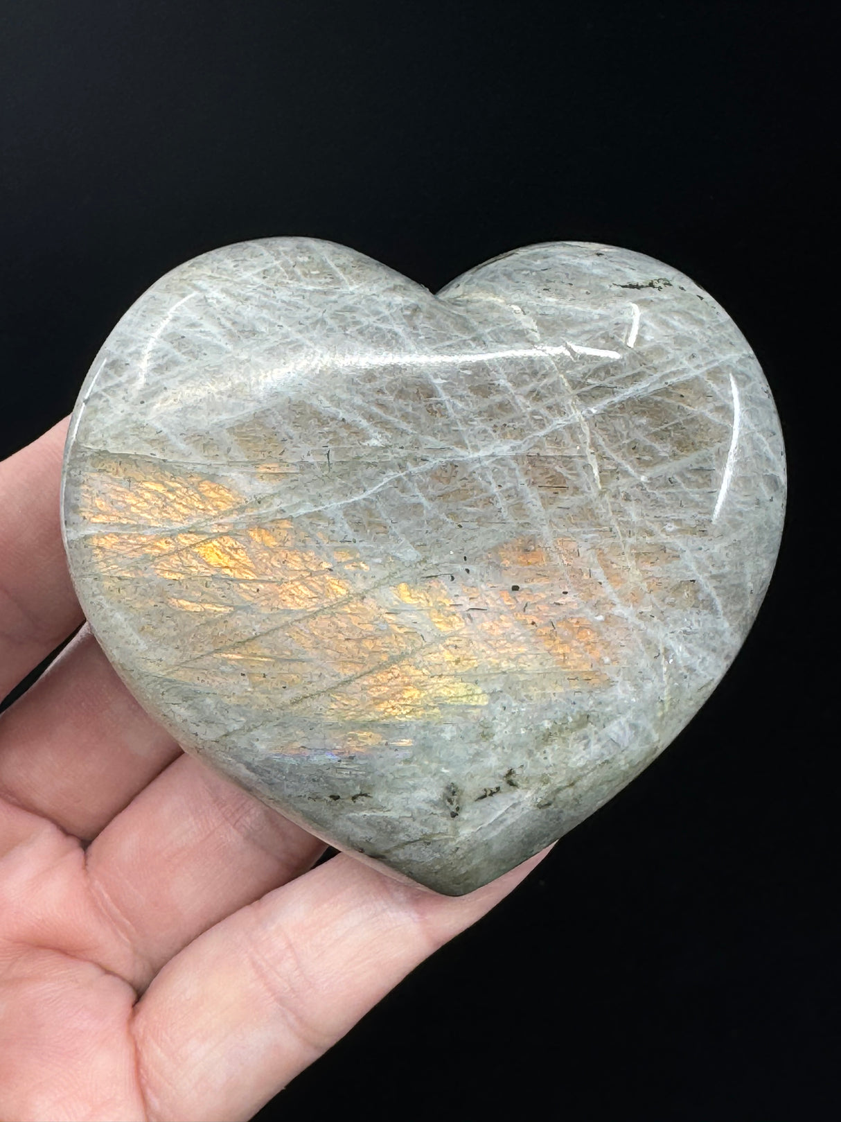 Labradorite Heart 218g - “I welcome change and transformation into my life”.