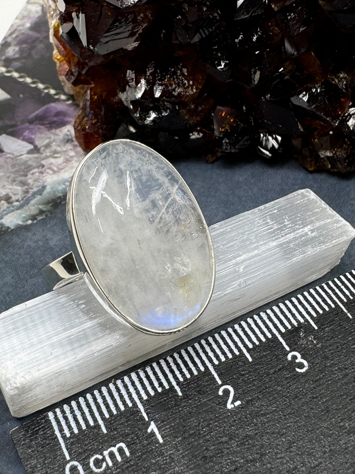 Rainbow Moonstone Silver Ring Size 10 #7 - “My mind is open to new possibilities and opportunities”. (Copy)