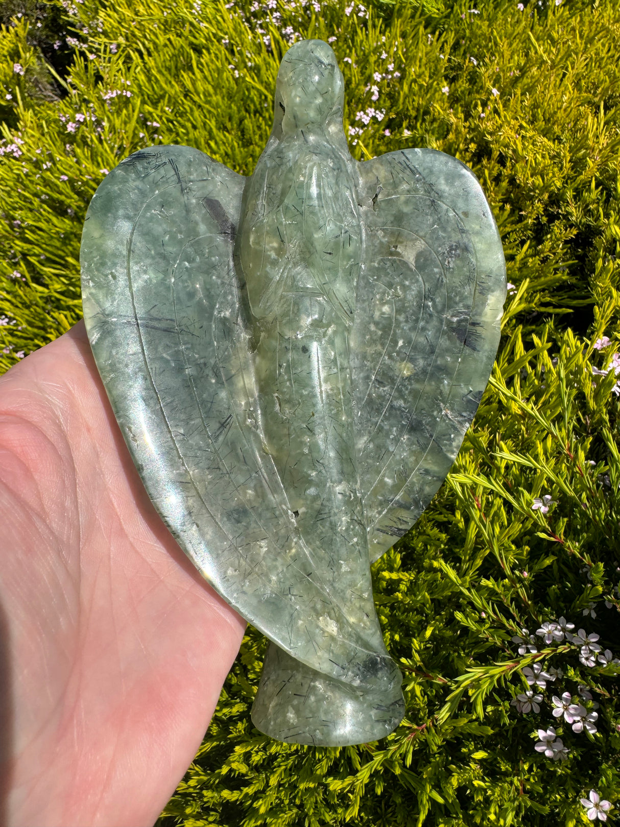 Prehnite and Epidote Angel Carving - 876g 18cm