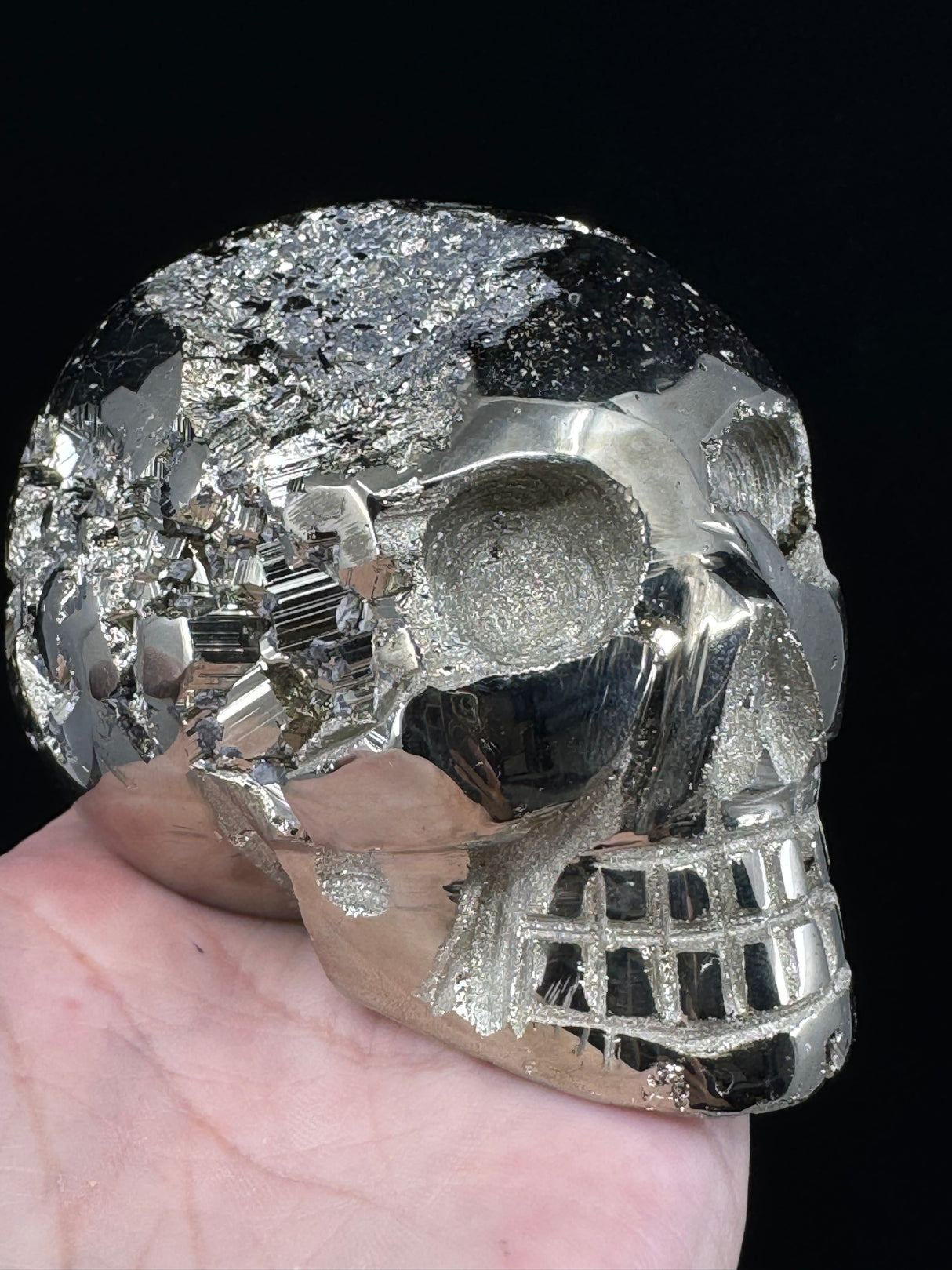 Pyrite Skull Carving #1 -  1.64kilos - Protection & Energy