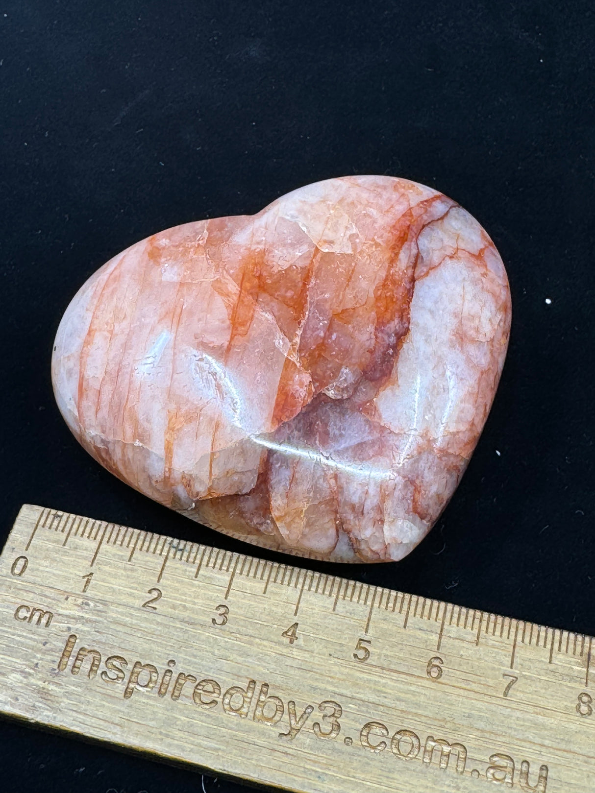 Fire Quartz Heart, Hematite Inclusions  180g - "My thoughts are clear, grounded, and focused."