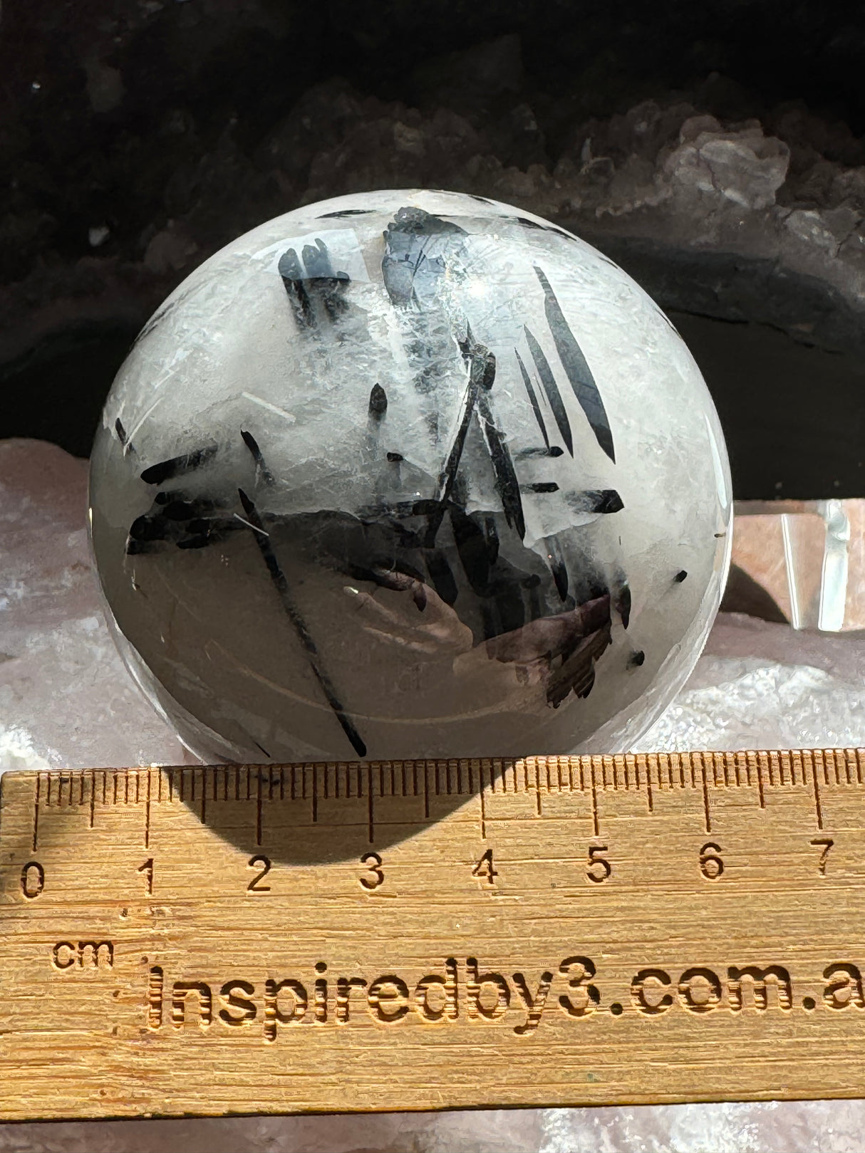 Black Tourmaline in Quartz Sphere 455g- Protection