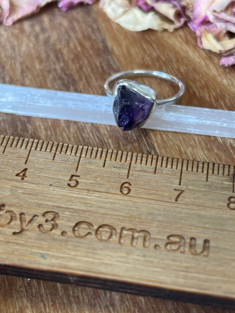 Amethyst Silver Ring Size 7 - “I trust my intuition and allow it to guide me each day”