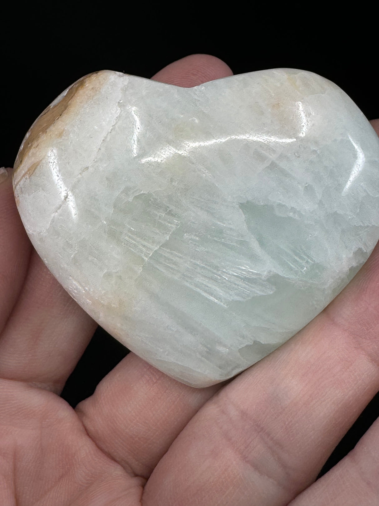 Caribbean Calcite Heart 97g - "I am calm and at peace with myself and others."