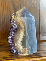 Amethyst Cluster Point A+ with polished back - #3 176g - “I trust my intuition and allow it to guide me each day”’