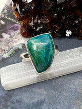 Chrysocolla Silver Ring Size 10 #8 - "I am not afraid to communicate my wisdom and truth."