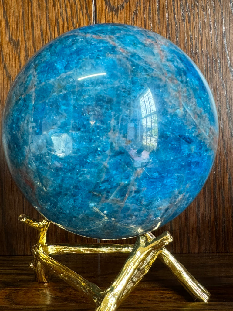 Blue Apatite Sphere #4 2.2kilos-  "I work relentlessly each day to achieve my goals."