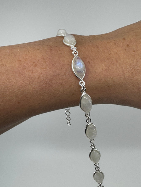 Rainbow Moonstone Sterling Silver Bracelet - “My mind is open to new possibilities and opportunities”.