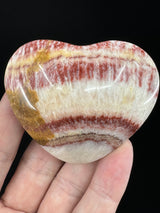 Red Banded Calcite Heart 140g - For Detoxification & Energy. “I love & appreciate my body".