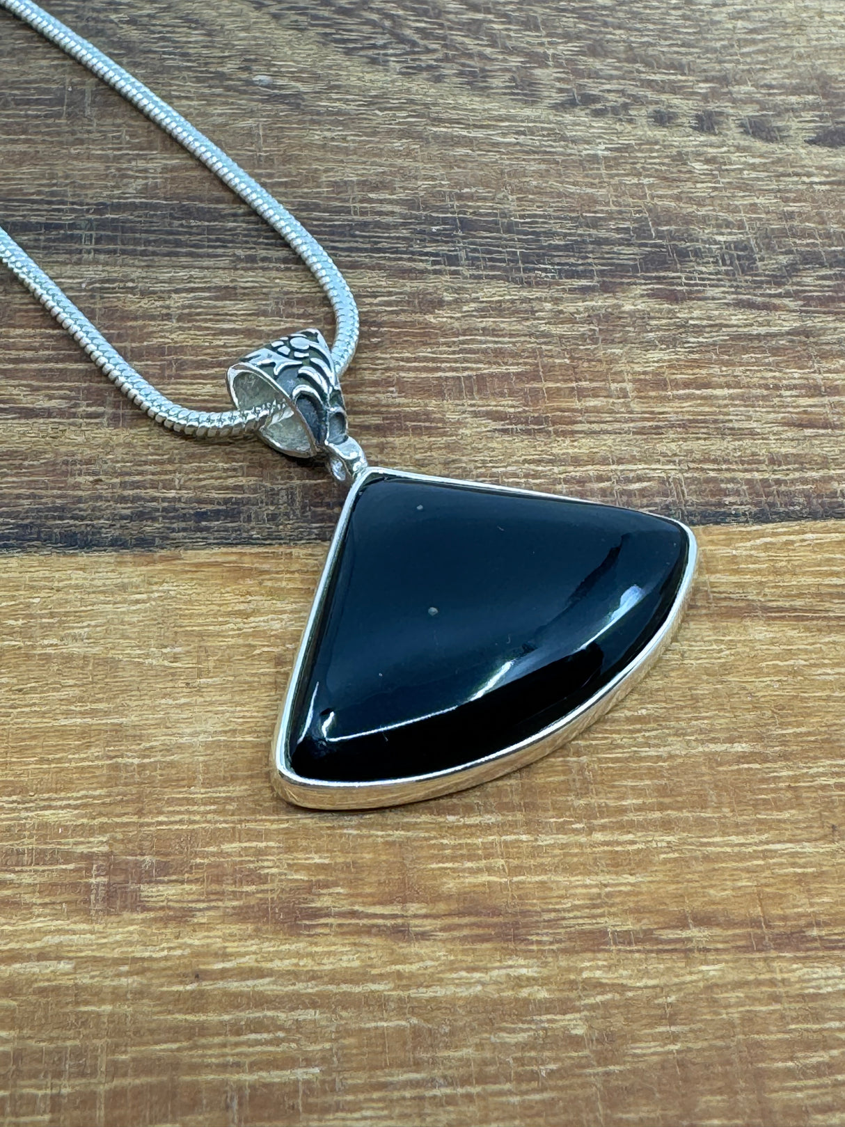 Black Obsidian Silver Pendant - "I release negative energy within and around me."