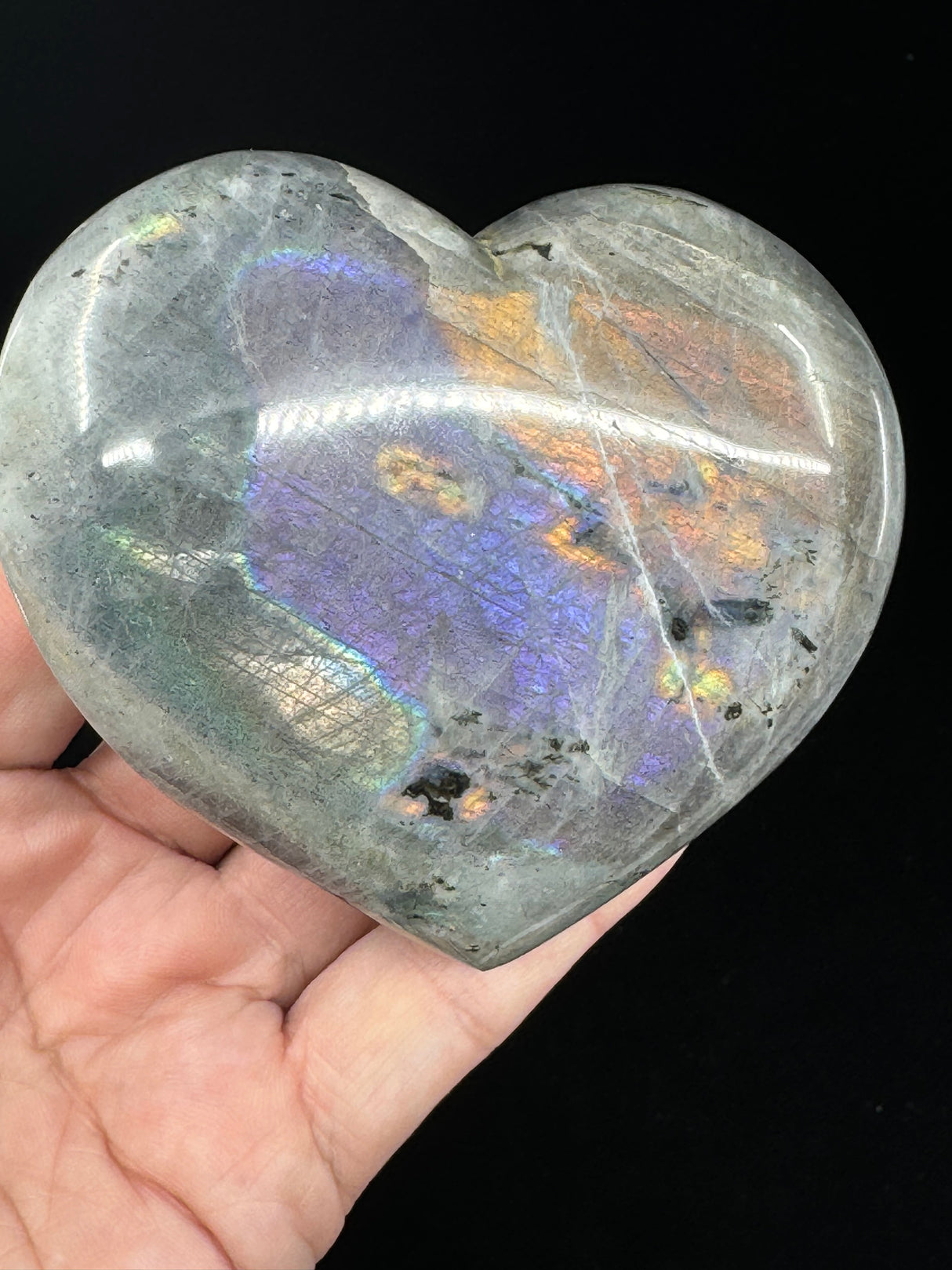 Labradorite Heart 367g - “I welcome change and transformation into my life”.