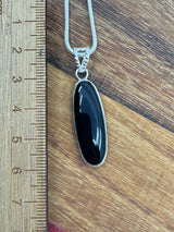 Black Obsidian Silver Pendant - "I release negative energy within and around me."