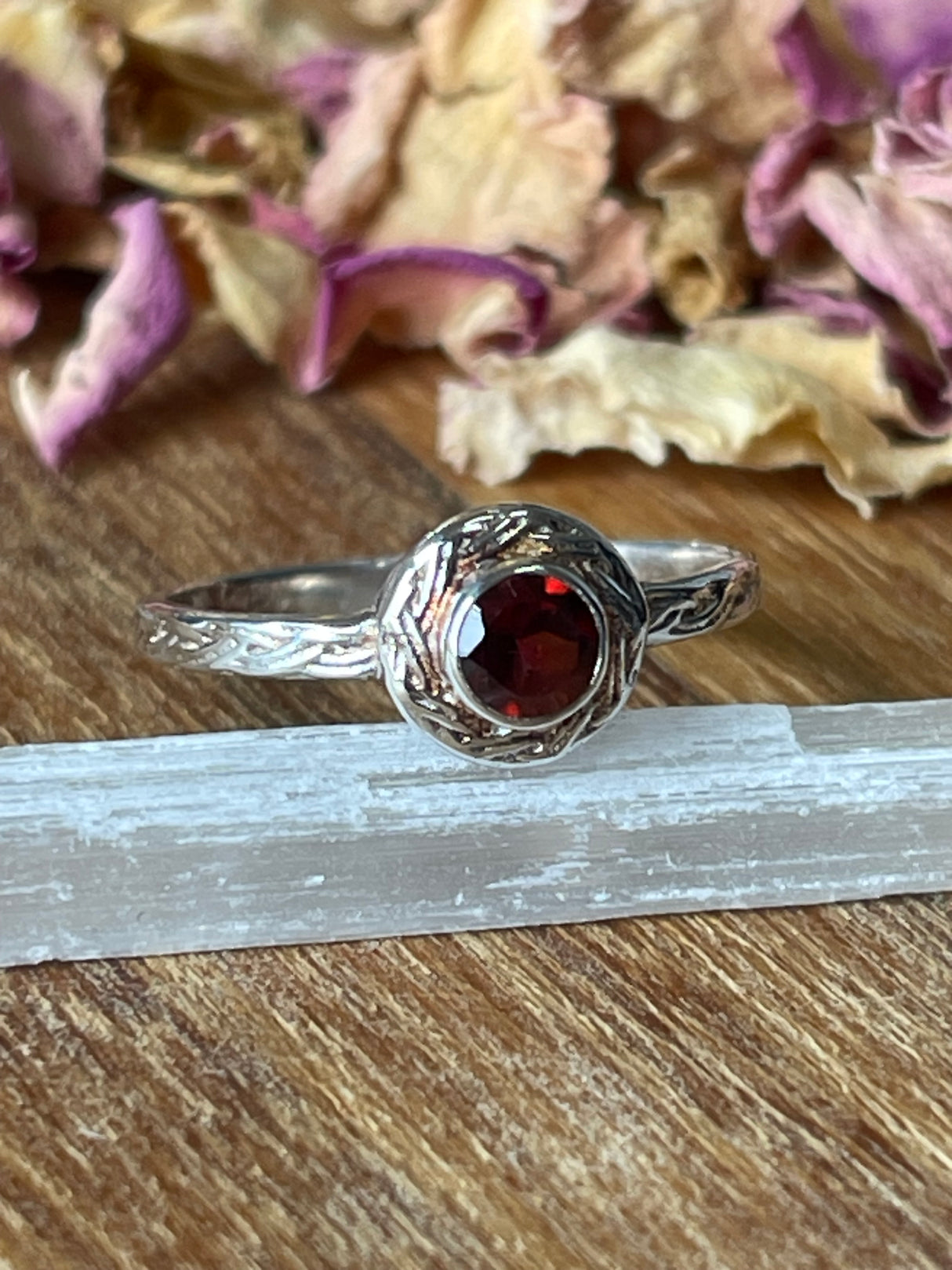 Garnet Silver Ring Size 7 - "I am passionate and enthusiastic in all areas of my life."