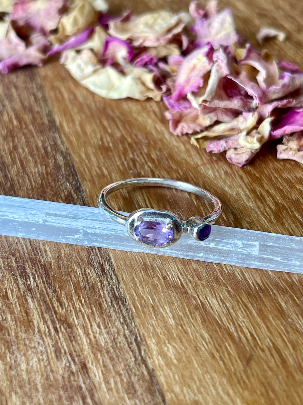 Amethyst Silver Ring Size 7 - “I trust my intuition and allow it to guide me each day”