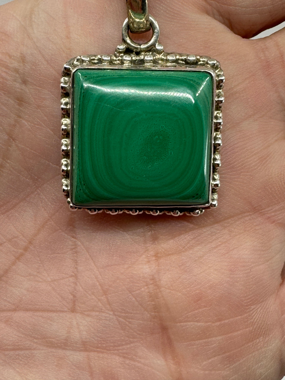 Malachite Silver Pendant - "I choose to radiate love, kindness, and positive energy."