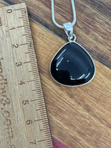 Black Obsidian Silver Pendant - "I release negative energy within and around me."