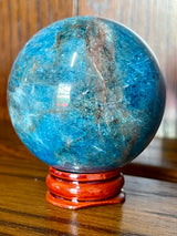 Blue Apatite Sphere #6 281g -  "I work relentlessly each day to achieve my goals."