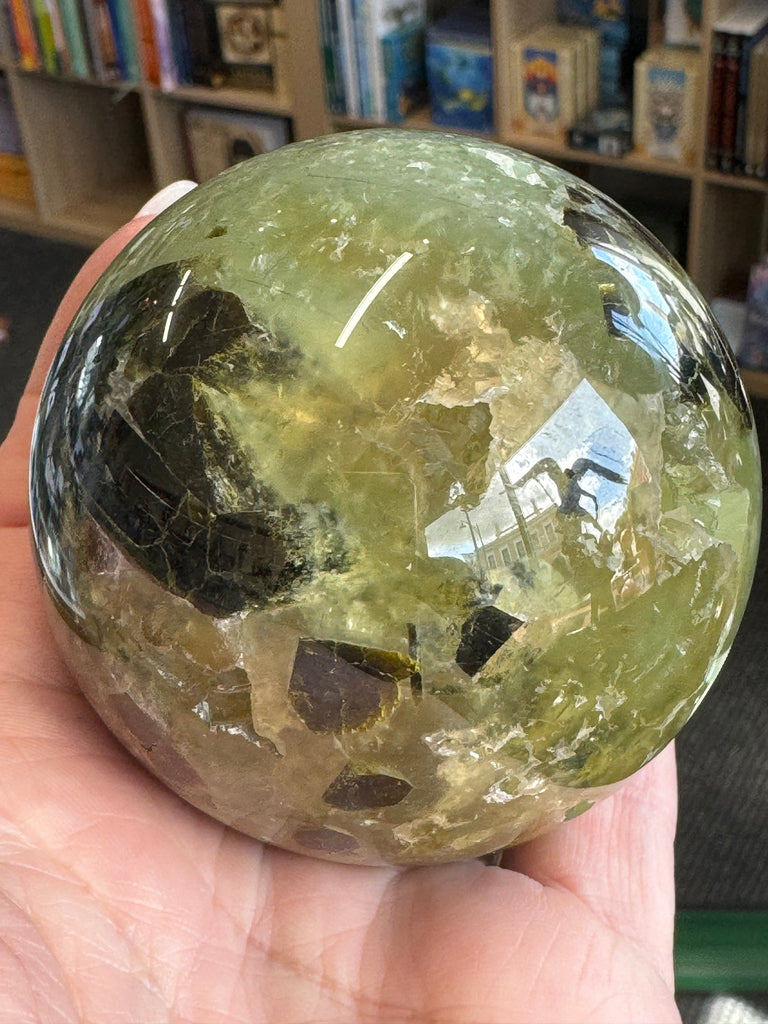 Prehnite and Epidote Sphere 565g 7.5cm