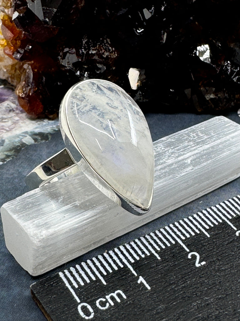 Rainbow Moonstone Silver Ring Size 10 #6 - “My mind is open to new possibilities and opportunities”.