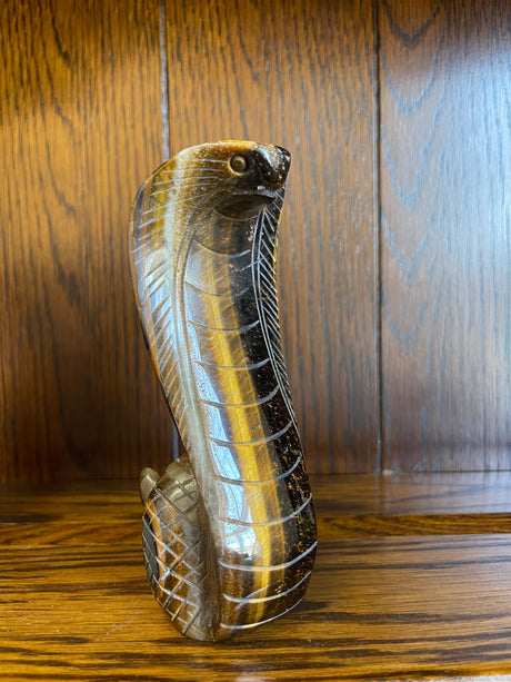 Tiger Eye Snake Carving 318g- Willpower. Courage. Manifestation.