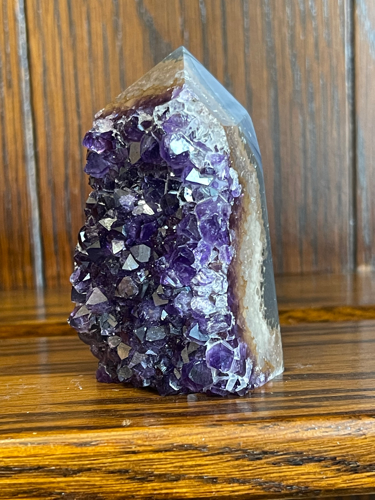 Amethyst Cluster Point A+ with polished back - #3 176g - “I trust my intuition and allow it to guide me each day”’