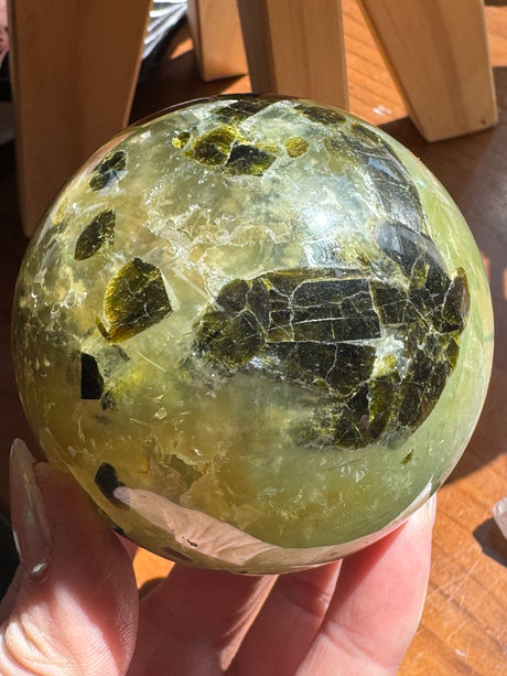 Prehnite and Epidote Sphere 565g 7.5cm