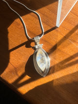 Moonstone Rainbow Pendant & Silver Chain - Inner Peace & New Beginnings