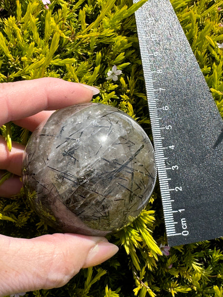 Black Tourmaline in Quartz Sphere 321g- Protection