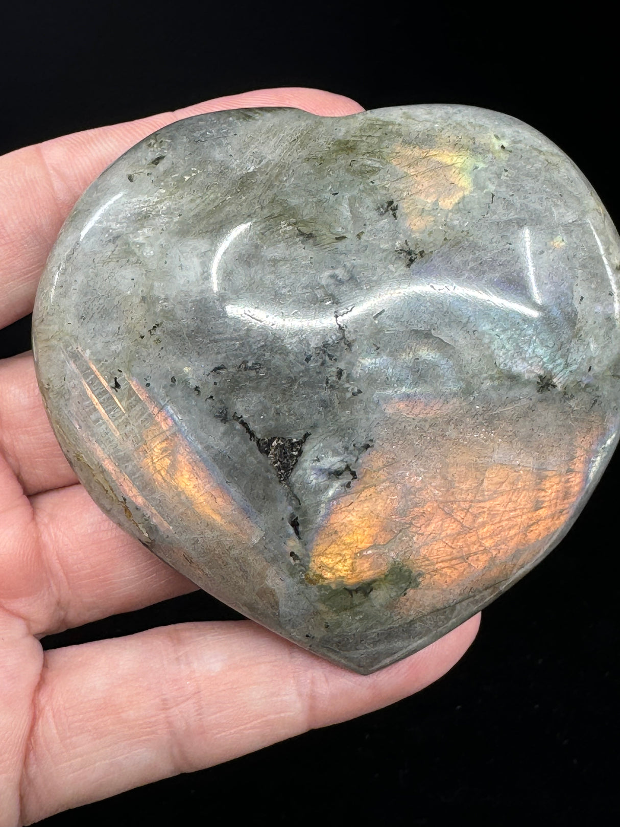 Labradorite Heart 190g - “I welcome change and transformation into my life”.