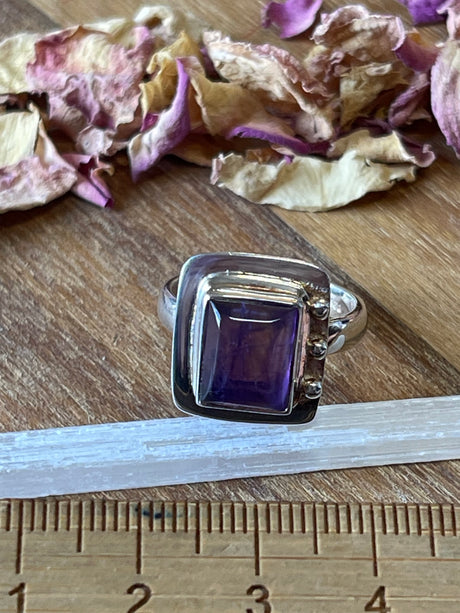 Amethyst Silver Ring Size 7 - “I trust my intuition and allow it to guide me each day”