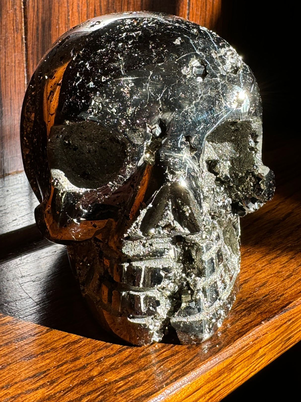 Pyrite Skull Carving #1 -  1.64kilos - Protection & Energy