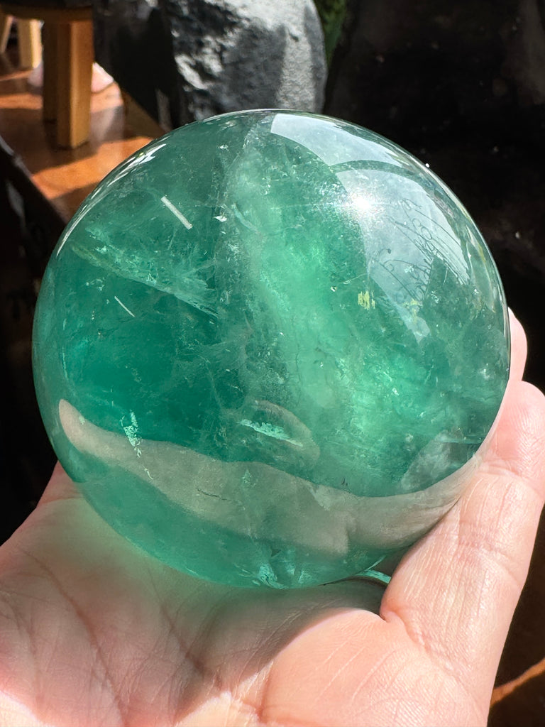 Green Fluorite Sphere  #1 615g- Concentration