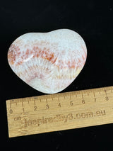 Red Banded Calcite Heart 117g - For Detoxification & Energy. “I love & appreciate my body".