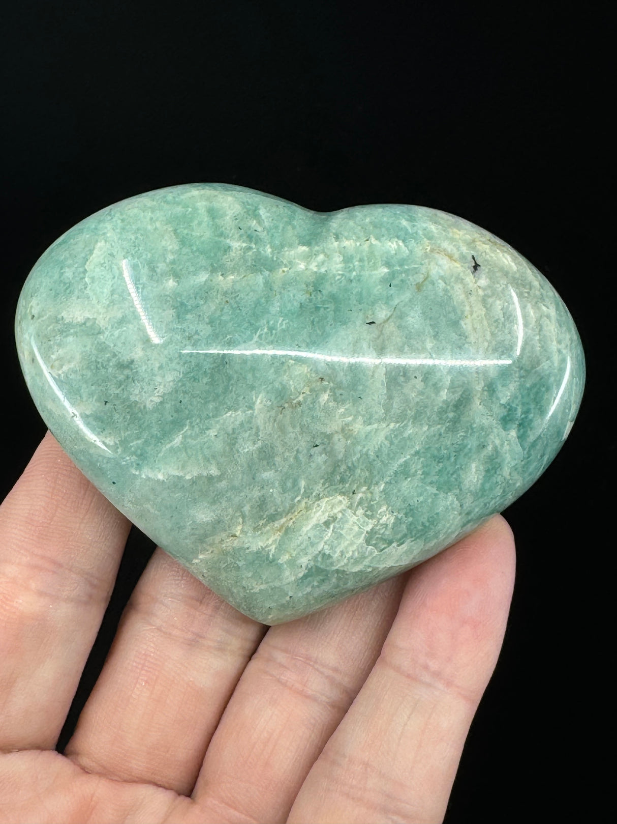 Amazonite Heart 155g - "I speak my truth with courage and confidence".