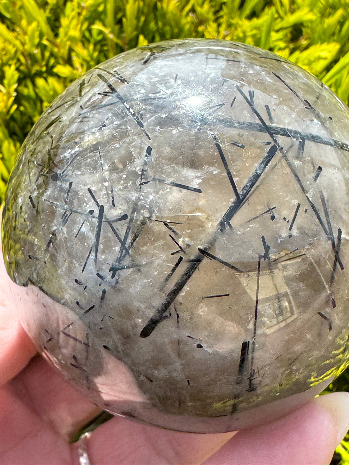 Black Tourmaline in Quartz Sphere 321g- Protection