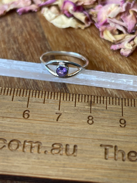 Amethyst Silver Ring Size 7 - “I trust my intuition and allow it to guide me each day”