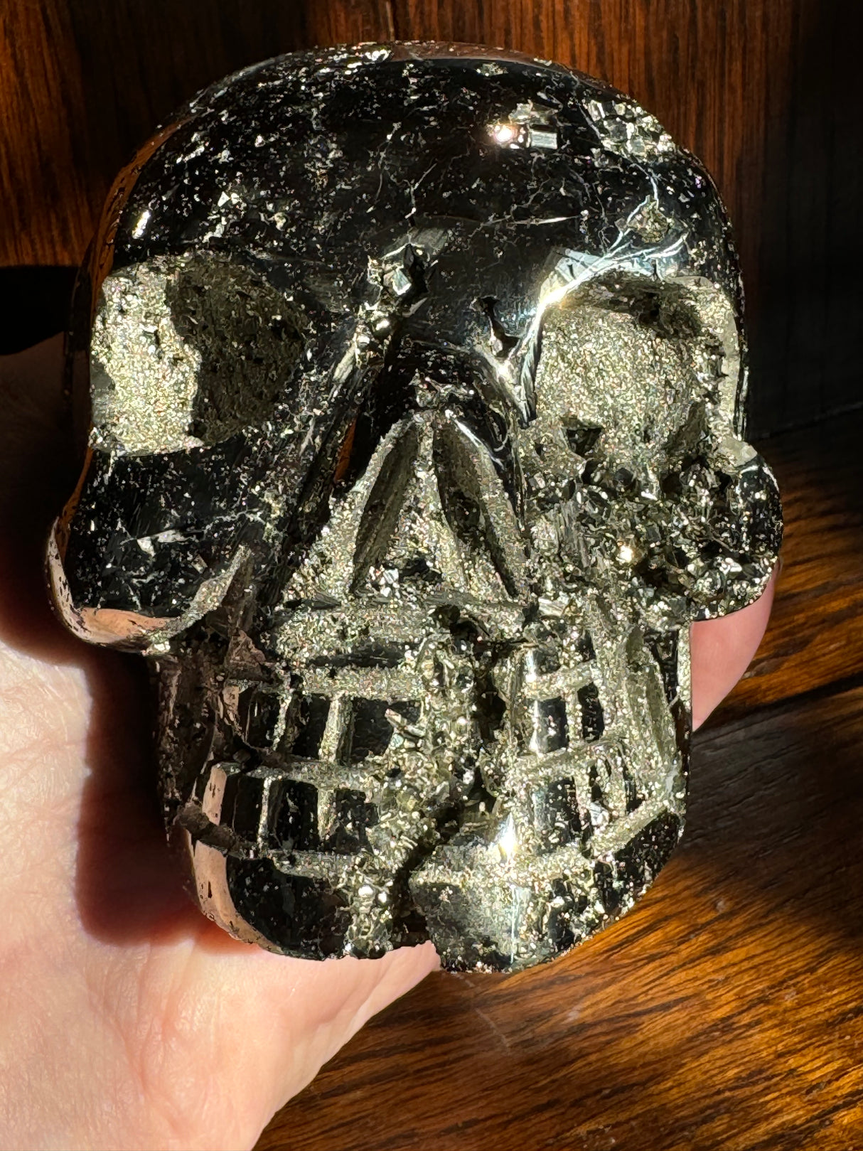 Pyrite Skull Carving #1 -  1.64kilos - Protection & Energy