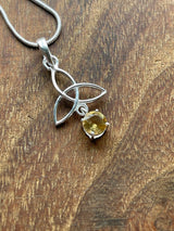 Citrine Silver Triquetra Pendant & Chain - “I am successful in all areas of life”.