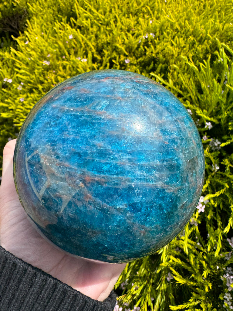 Blue Apatite Sphere #4 2.2kilos-  "I work relentlessly each day to achieve my goals."