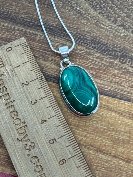 Malachite Silver Pendant - "I choose to radiate love, kindness, and positive energy."