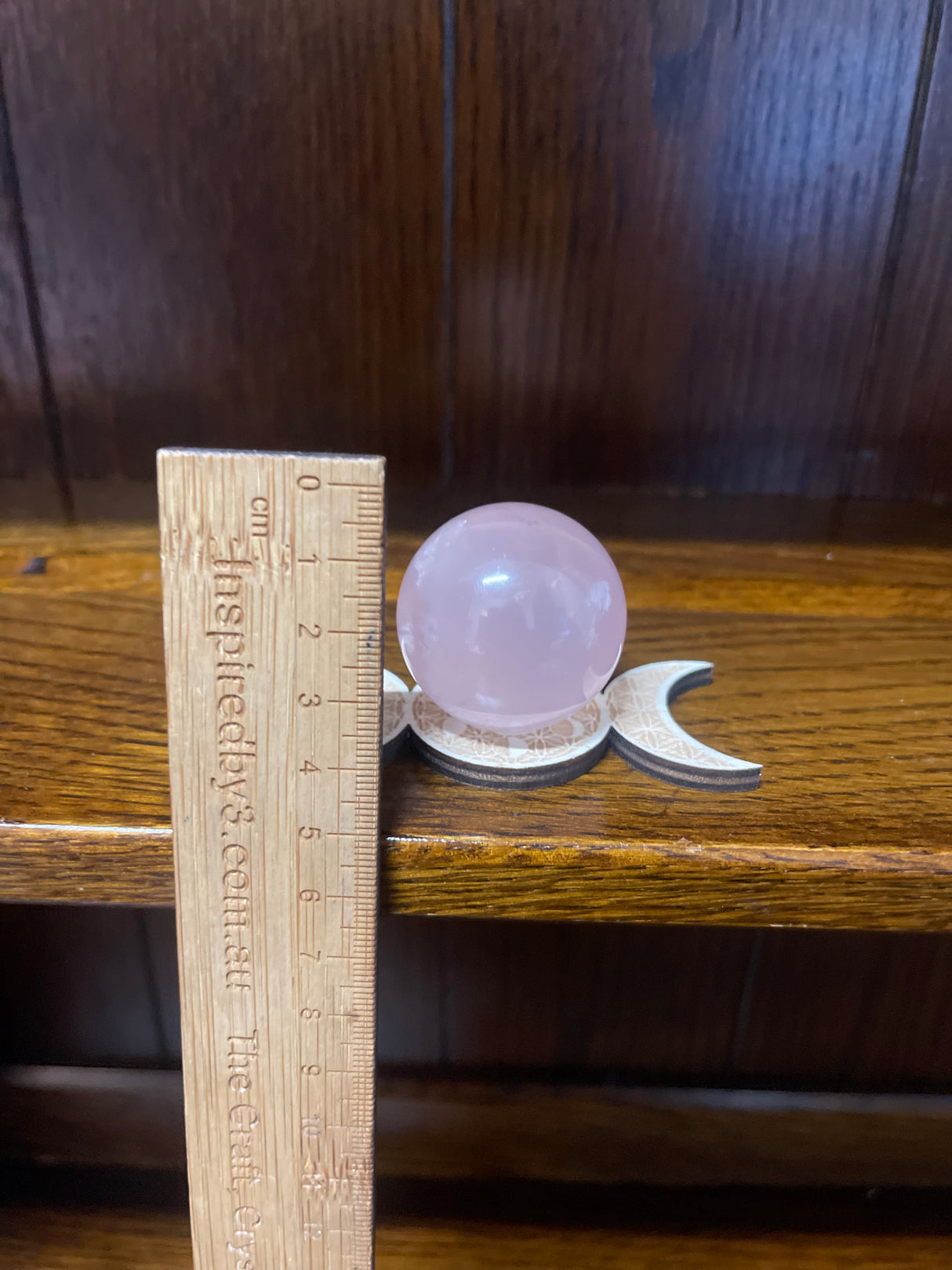 Rose Quartz Sphere on Triple Moon Stand - “I radiate love, beauty, confidence and grace”.