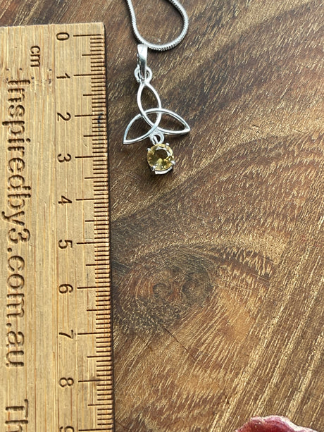 Citrine Silver Triquetra Pendant & Chain - “I am successful in all areas of life”.