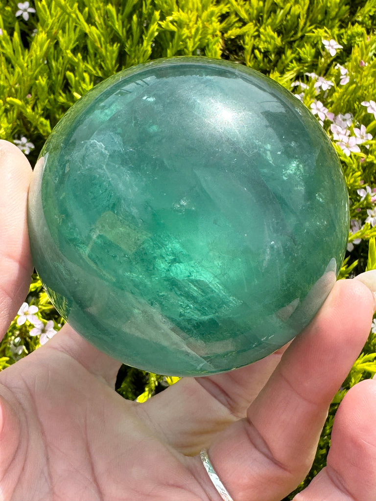 Green Fluorite Sphere  #2 592g- Concentration