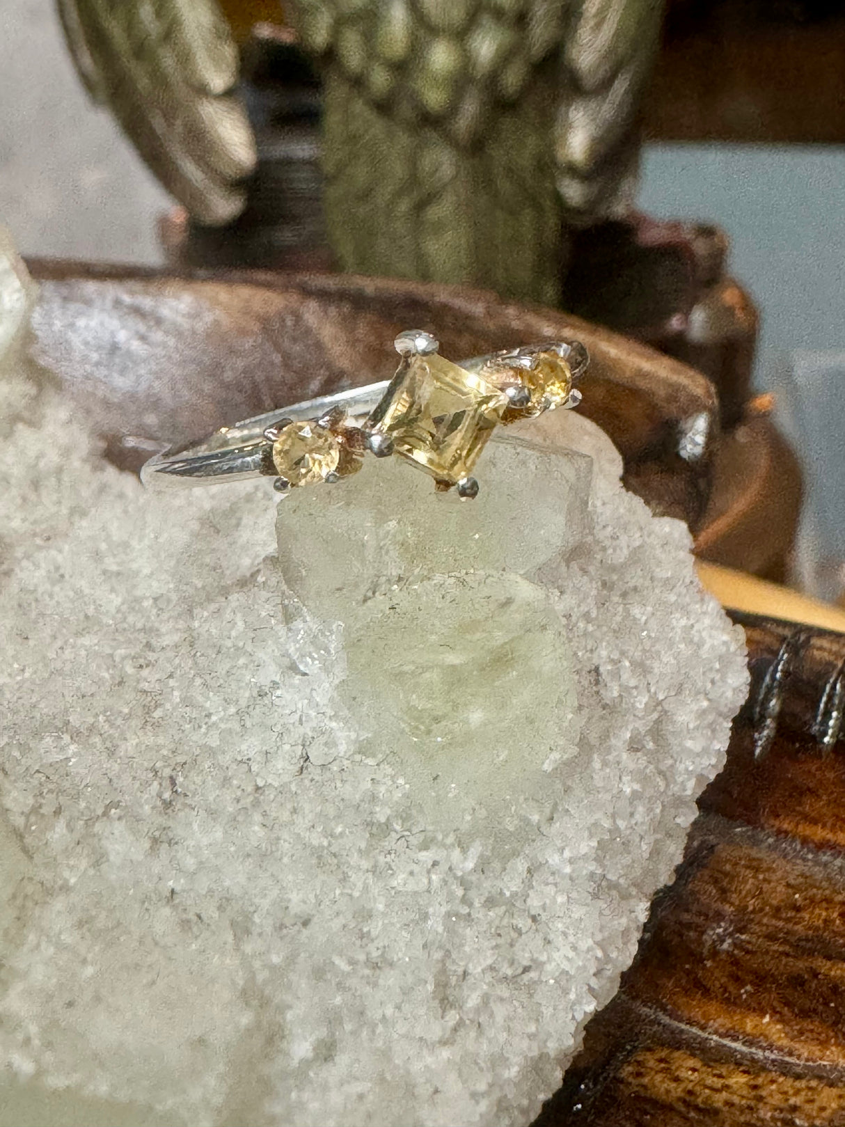 Citrine Silver Ring Size 9 - Manifestation. Abundance.